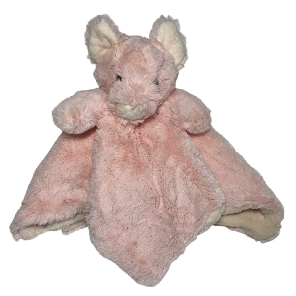 Kellytoy K Luxe Pig Pink Peach‎ Cream 14” Lovey Security Blanket Rattle Plush